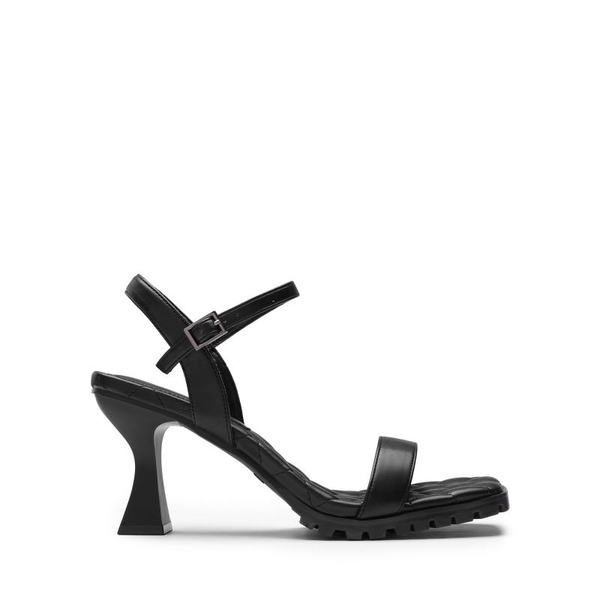 [Wonder Cloud] Athena Square Toe High Stiletto Heel Sandals - BLACK - 3